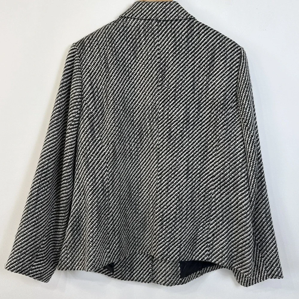Vintage‎ Sag Harbor Jacket Size 16W Black White Textured Snap Button Pockets